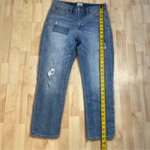 J.Crew Womens Vintage Crop Patch Medium Wash High Rise Distressed Jeans Size 29 - Picture 2 of 8